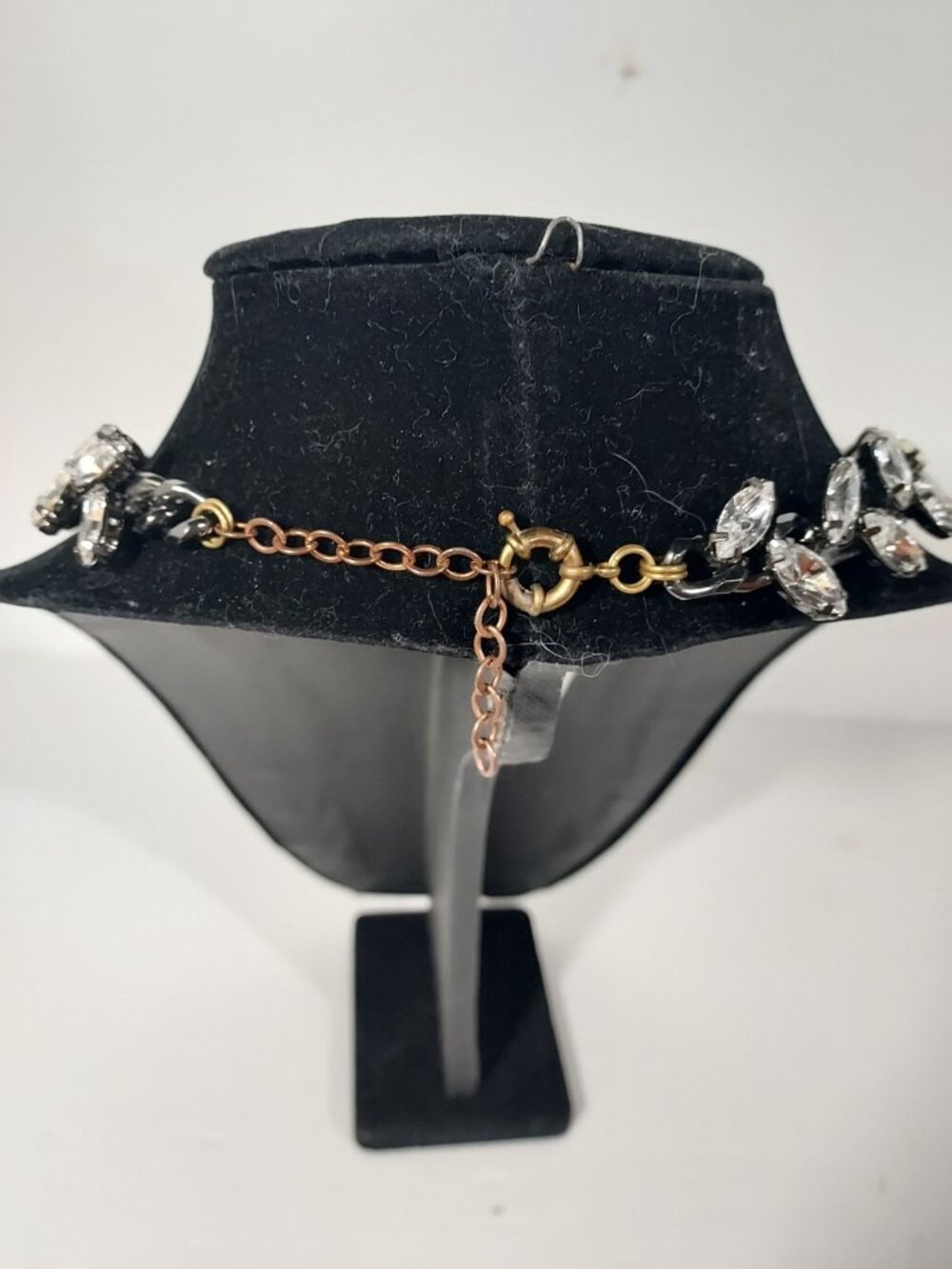 Wedding Statment Zara Heavy Prong Set Rhinestone Bling Neckless Black Back Chain - Picture 5 of 9